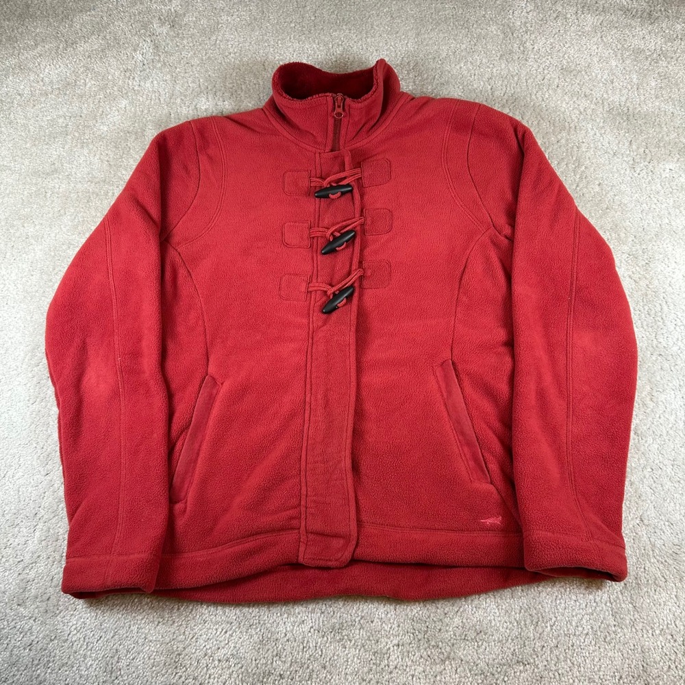 Horny Toad Fleece Jacket Womens Medium Red Toggle Zip Mock Neck Outdoor Coat